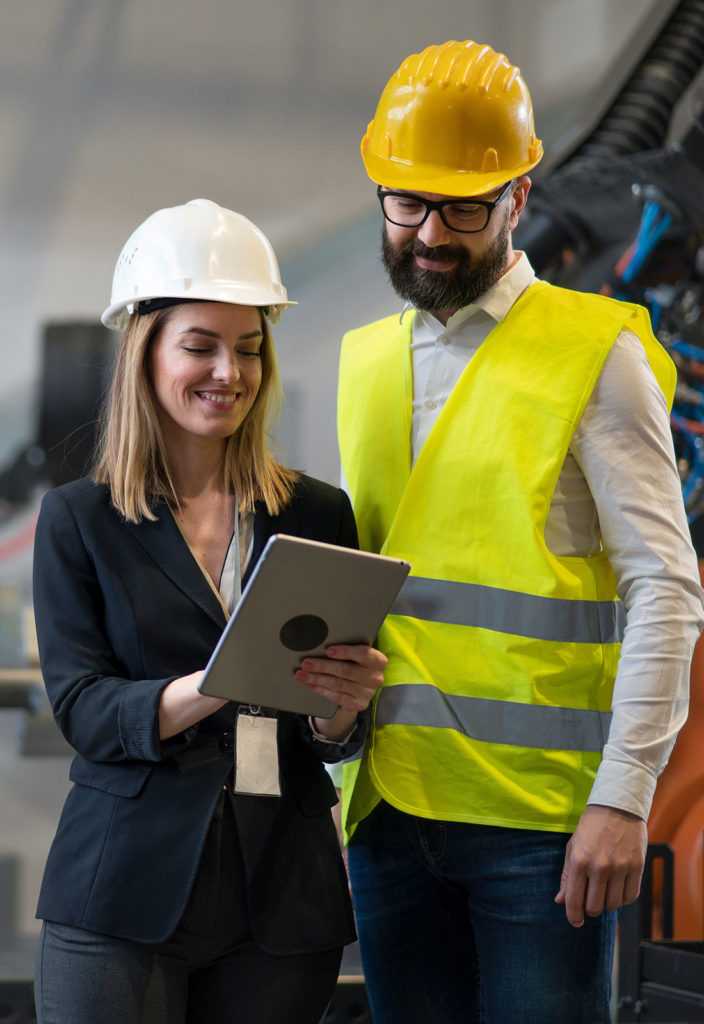project manager in modern industrial factory